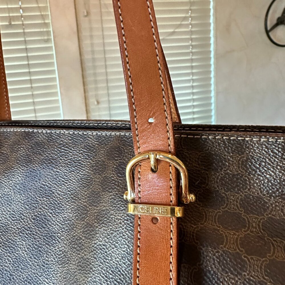 Celine Macadam Vintage Zippered Shoulder Tote, EUC - Picture 4 of 17